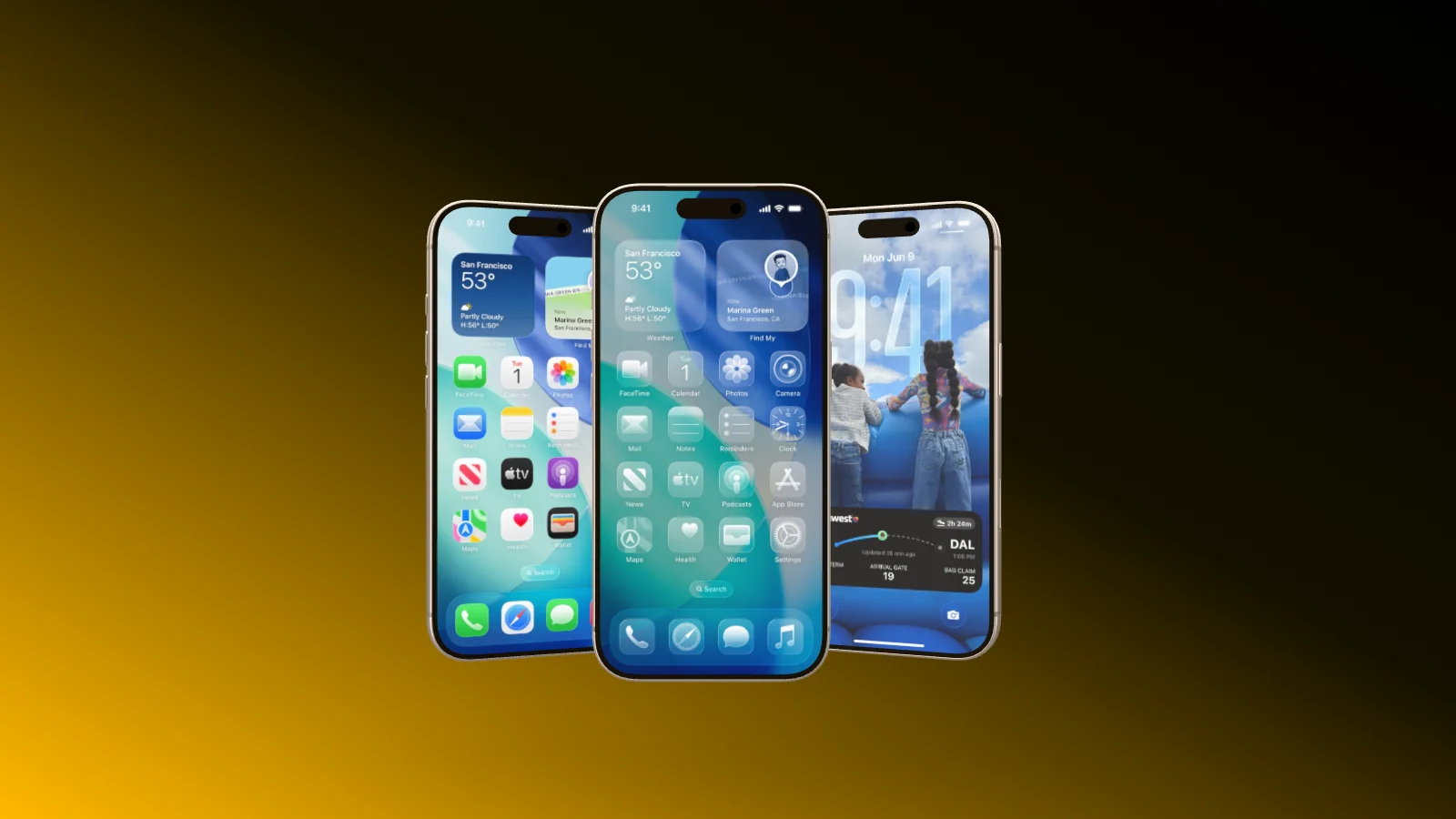 Mockup template with 3 × iPhone 17 Pro