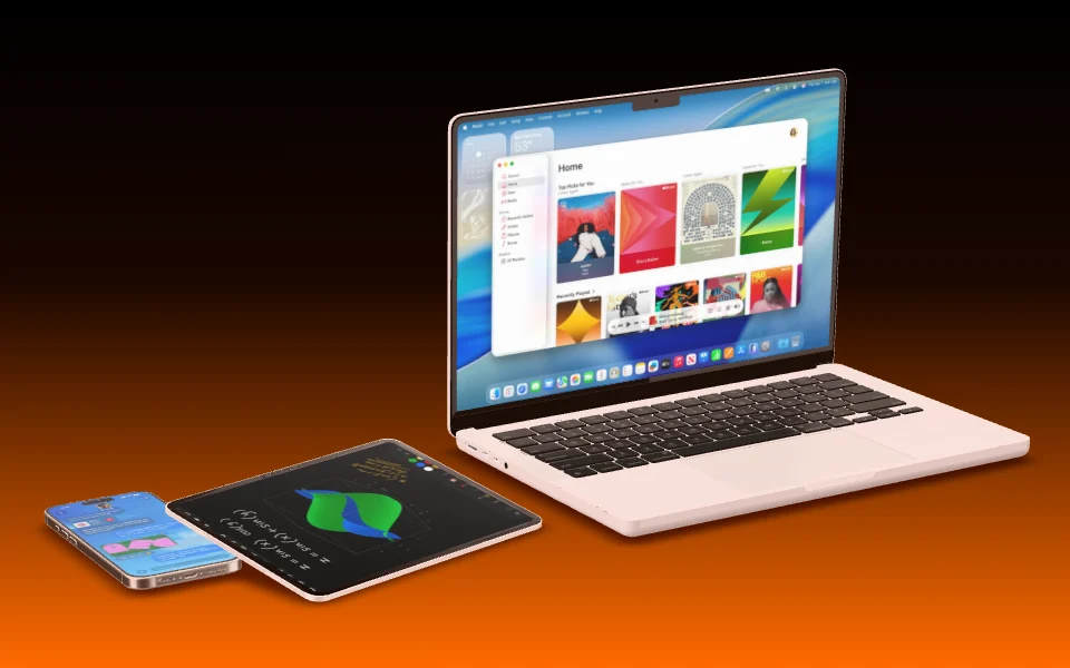 Mockup template with MacBook Pro 14" · iPad Pro 13" · iPhone 16 Pro Max
