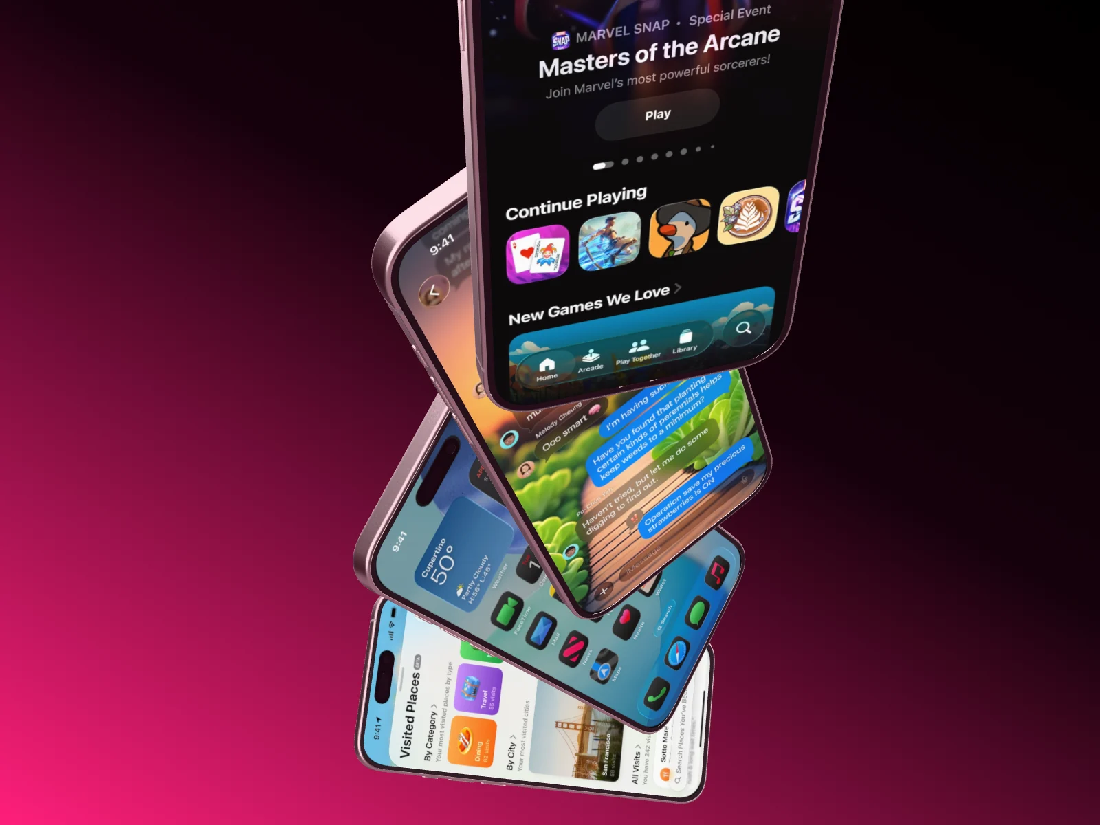 Mockup template with 4 × iPhone 16 Pro Max