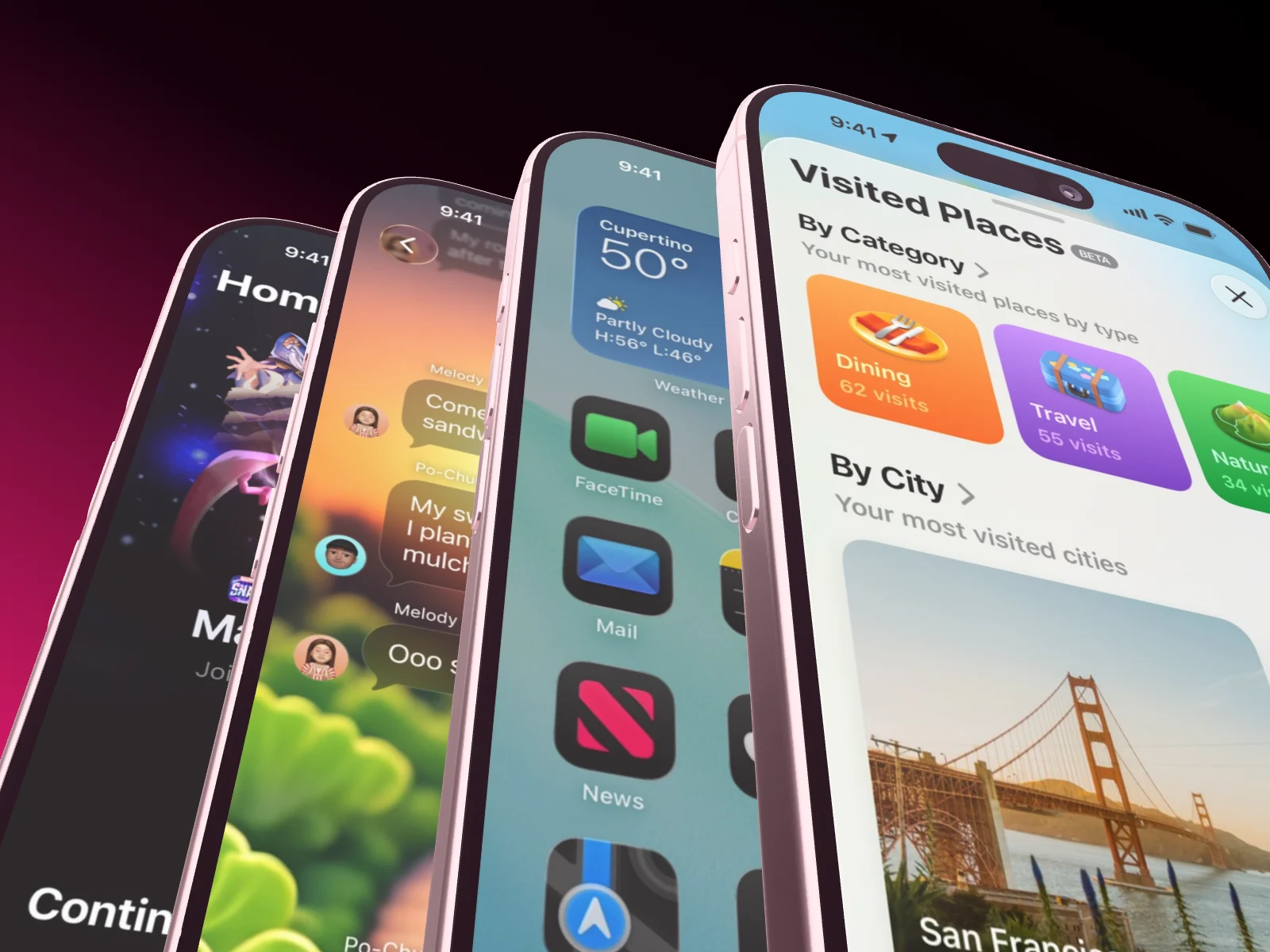 Mockup template with 4 × iPhone 17
