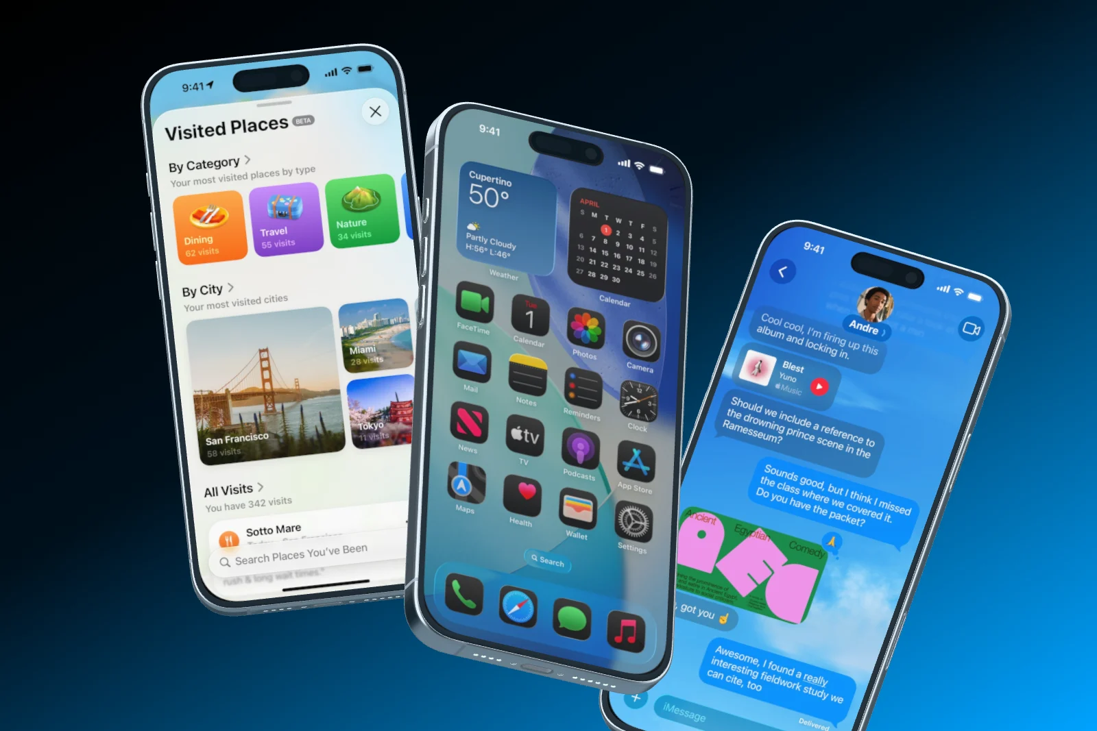 Mockup template with 3 × iPhone 16 Pro Max