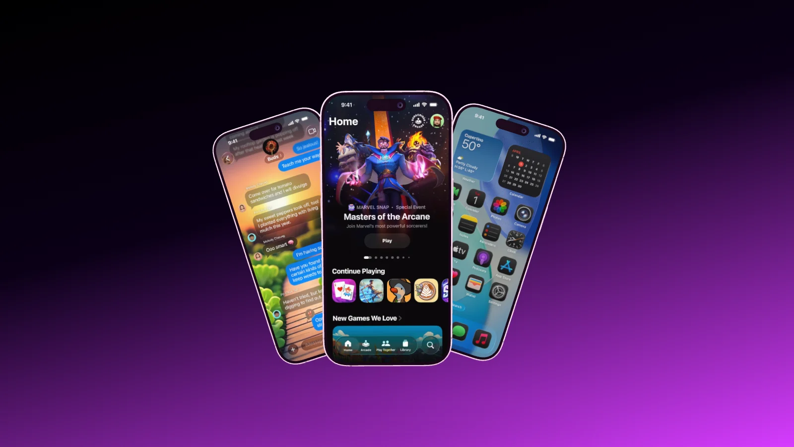 Mockup template with 3 × iPhone 17