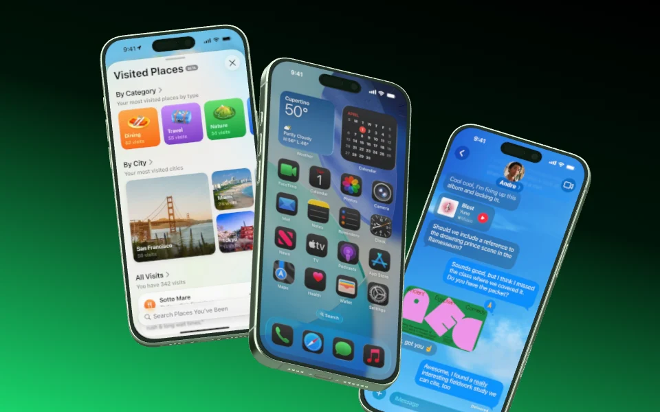 Mockup template with 3 × iPhone 16 Pro Max