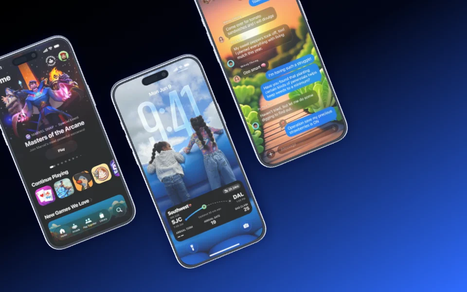 Mockup template with 3 × iPhone 16 Pro Max