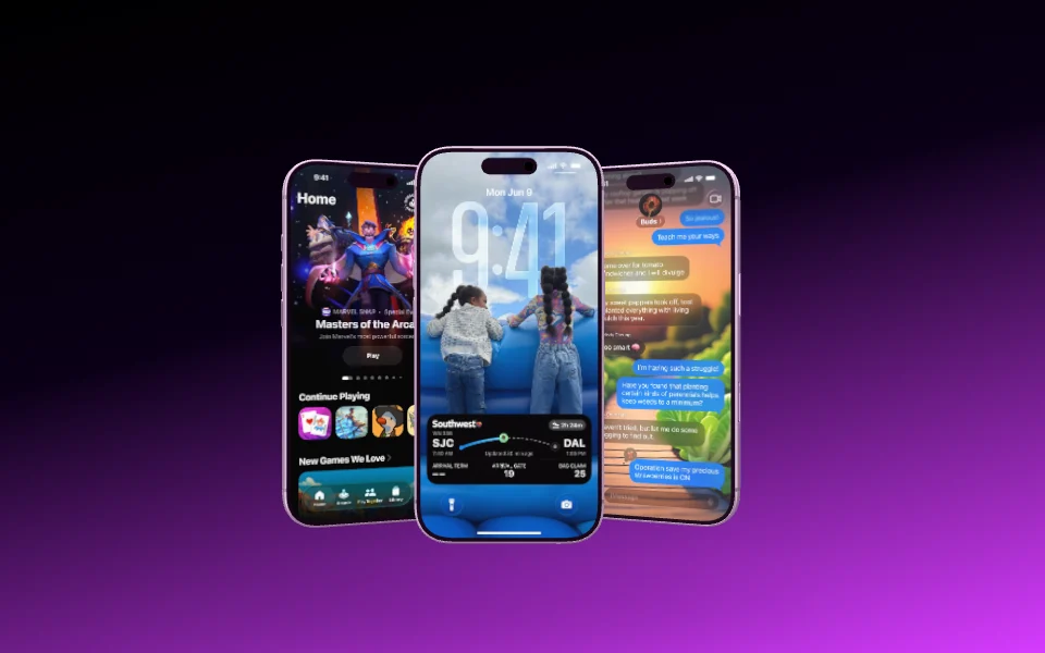 Mockup template with 3 × iPhone 17 Pro