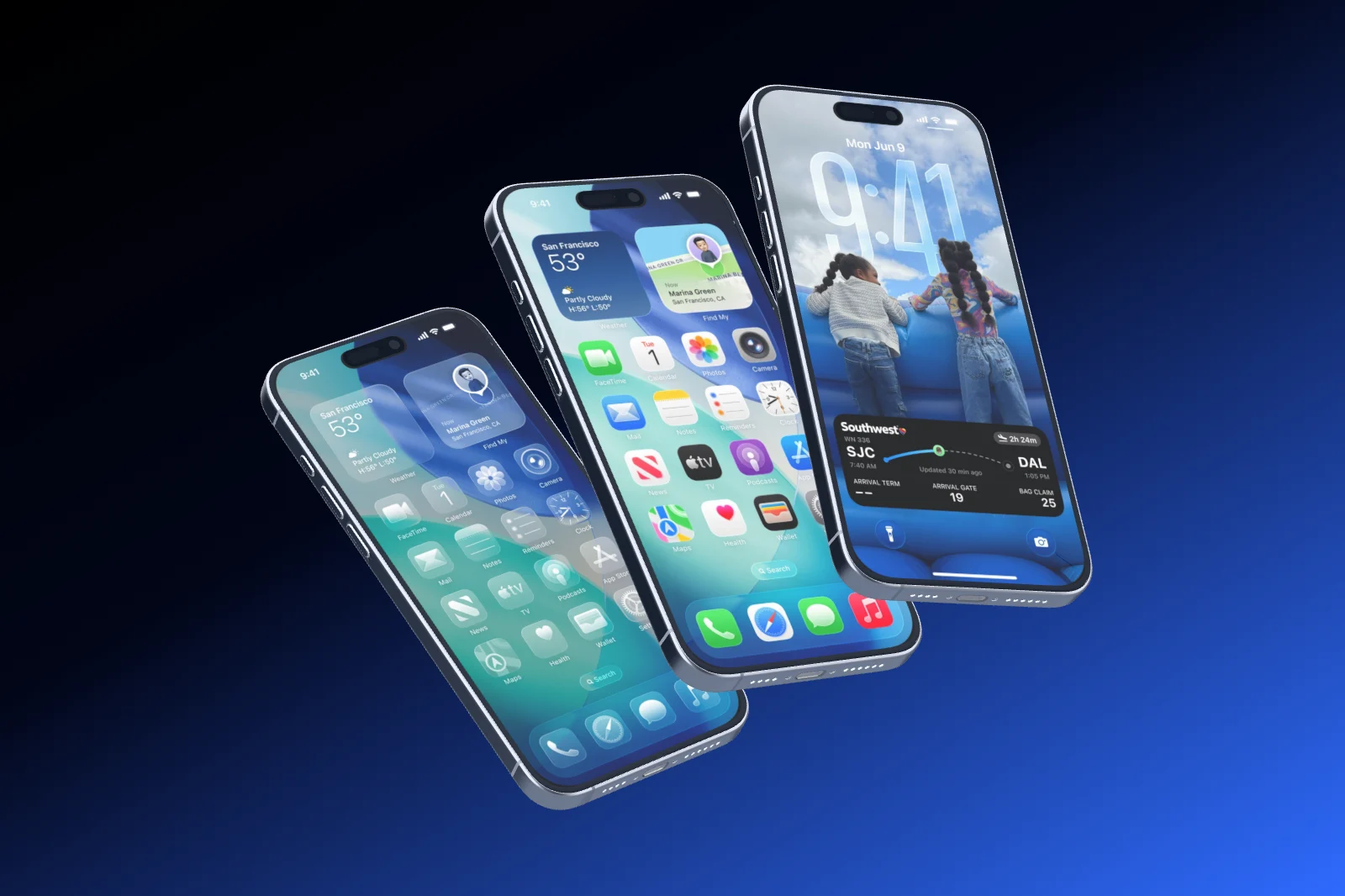 Mockup template with 3 × iPhone 16 Pro Max