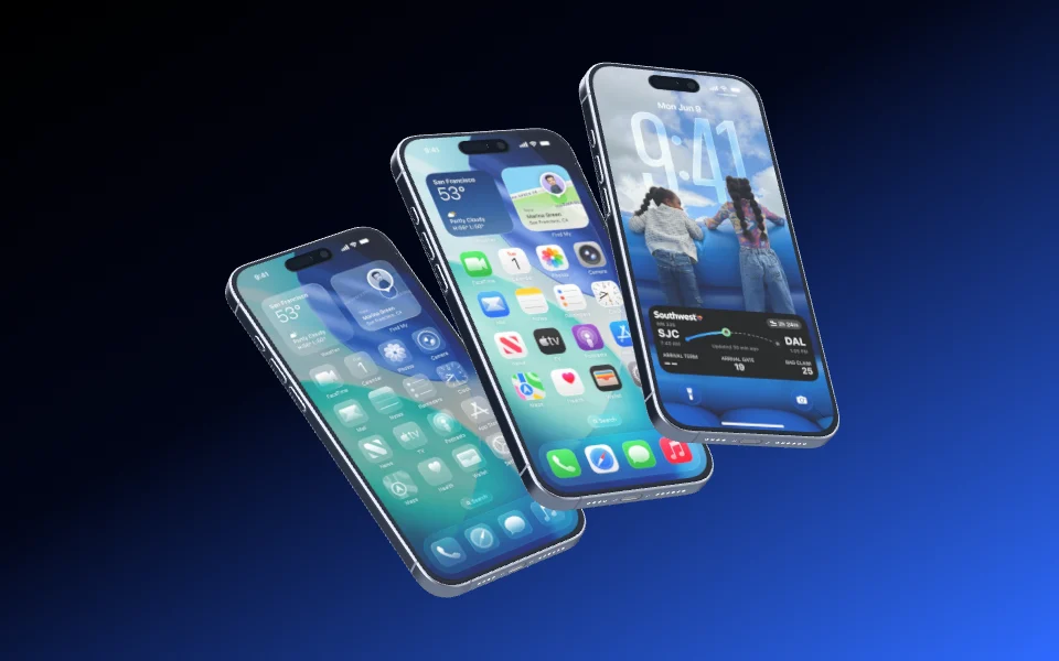 Mockup template with 3 × iPhone 16 Pro Max