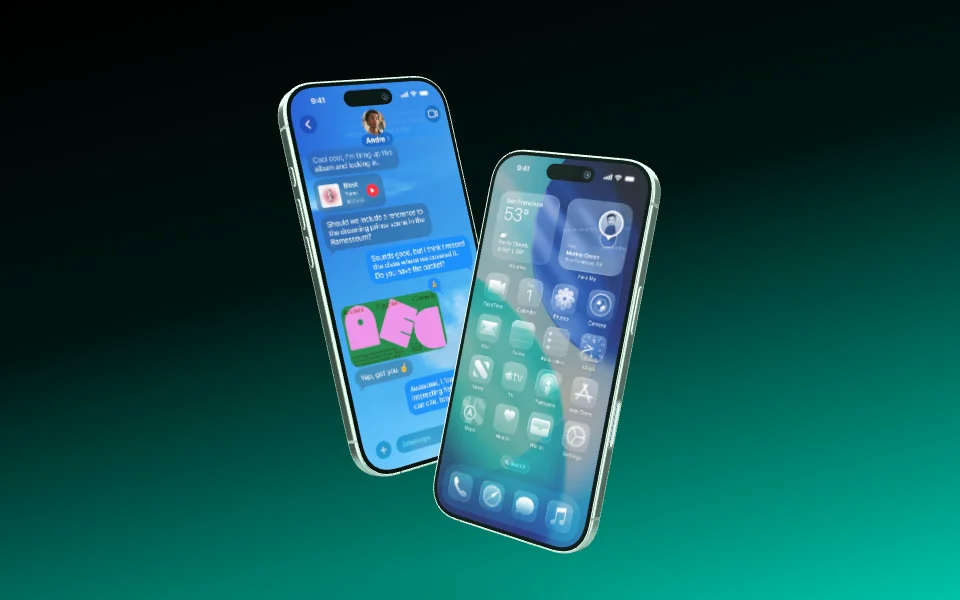 Mockup template with 2 × iPhone 17