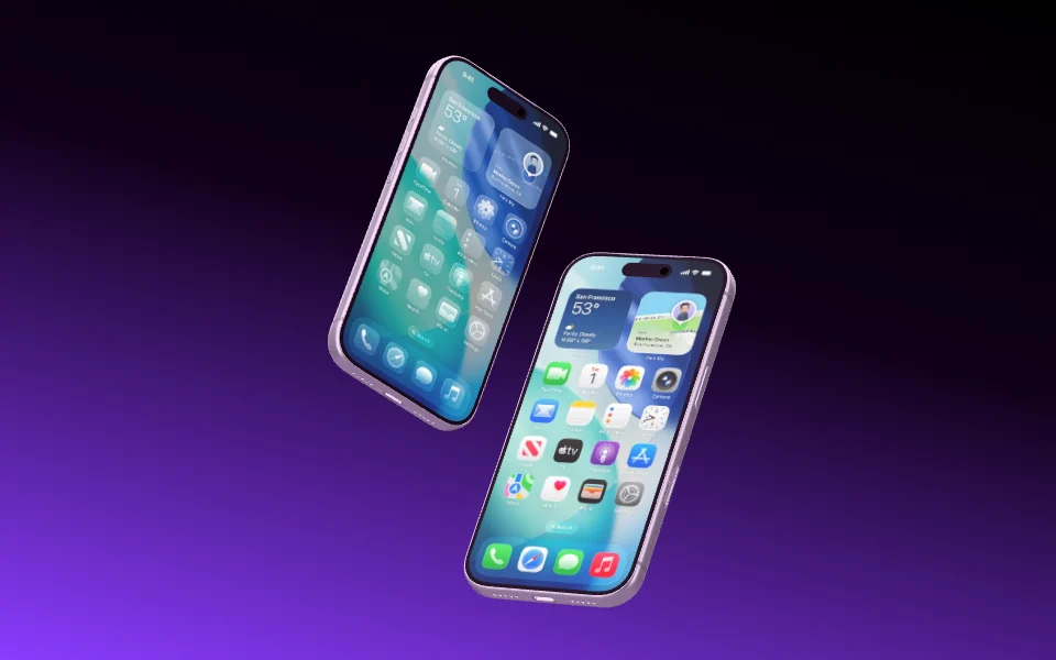 Mockup template with 2 × iPhone 17 Pro