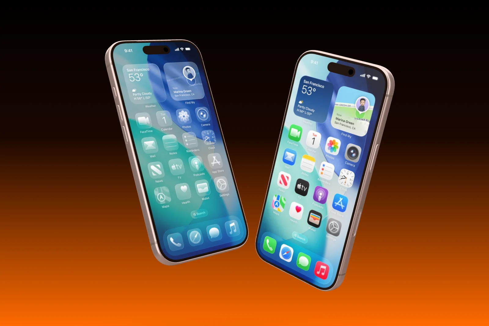 Mockup template with 2 × iPhone 17 Pro