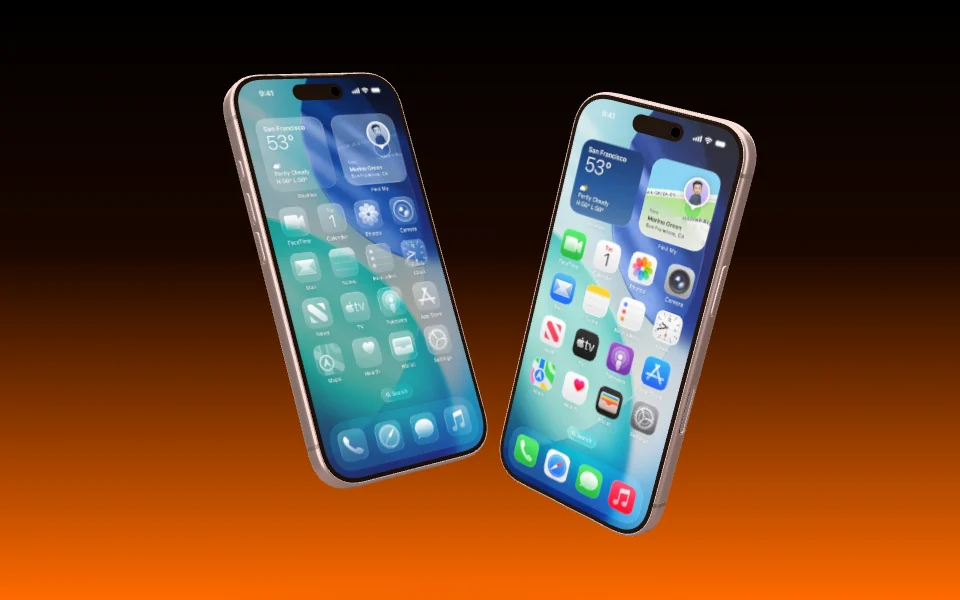 Mockup template with 2 × iPhone 17 Pro