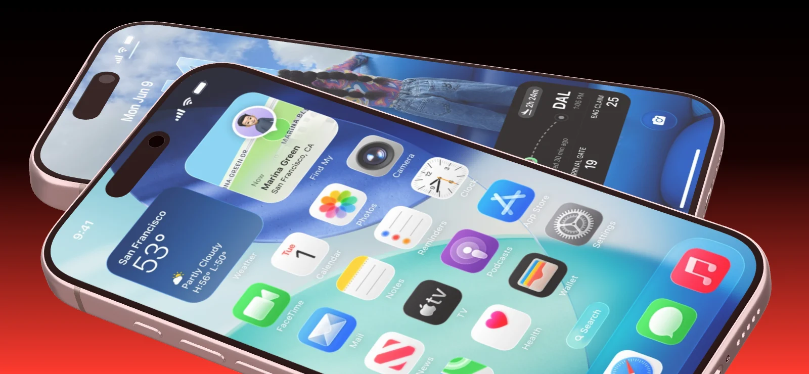 Mockup template with 2 × iPhone 17 Pro