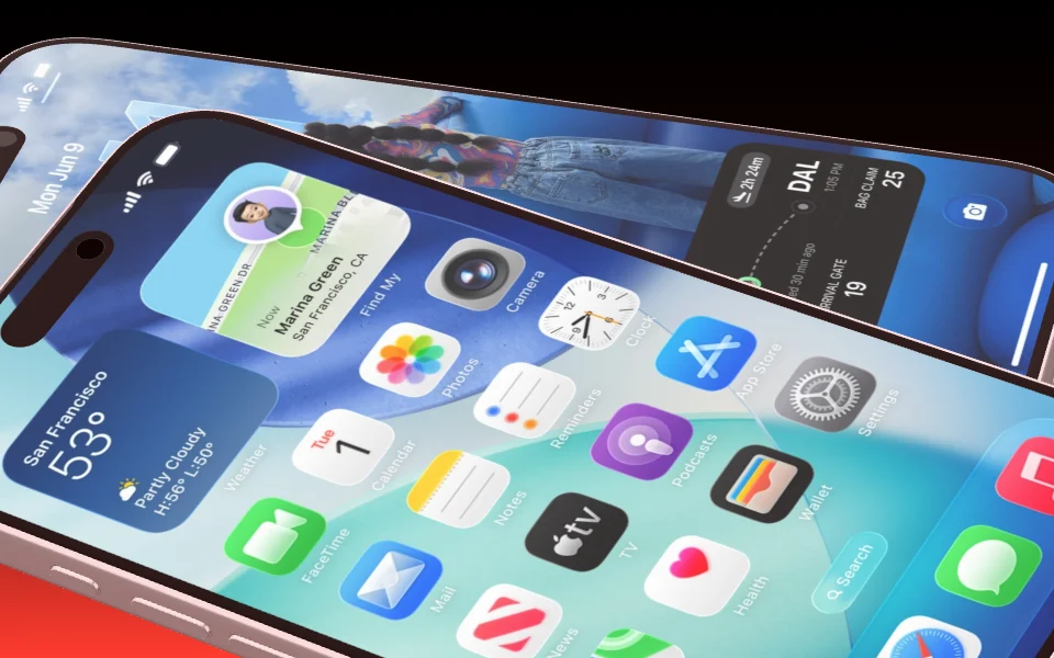 Mockup template with 2 × iPhone 17 Pro