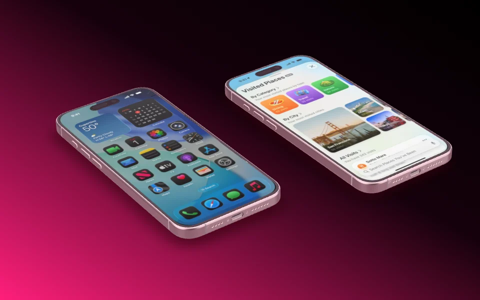 Mockup template with 2 × iPhone 16 Pro Max