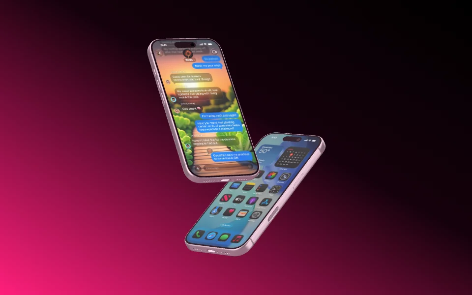 Mockup template with 2 × iPhone 17 Pro