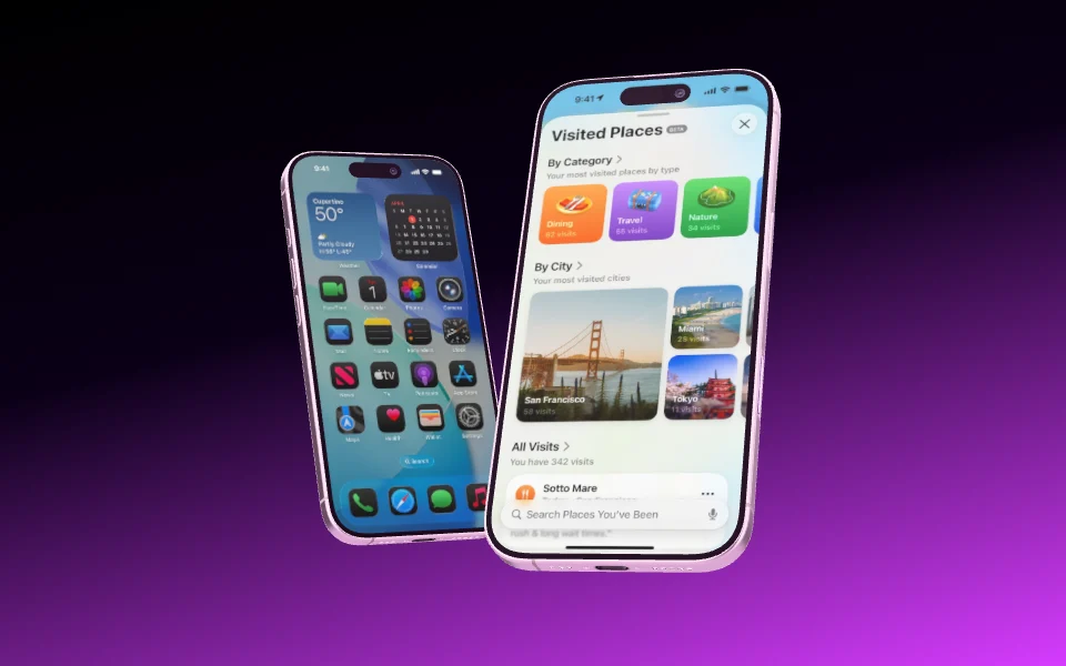 Mockup template with 2 × iPhone 17