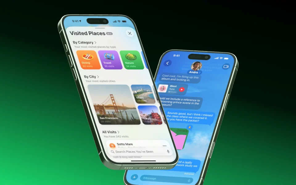 Mockup template with 2 × iPhone 16 Pro Max