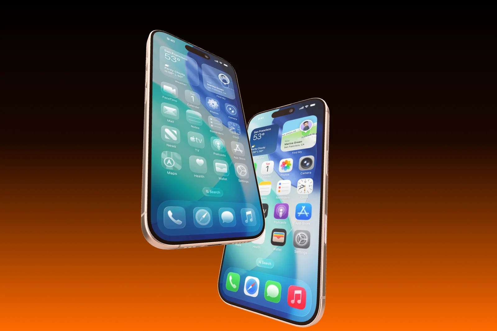 Mockup template with 2 × iPhone 17